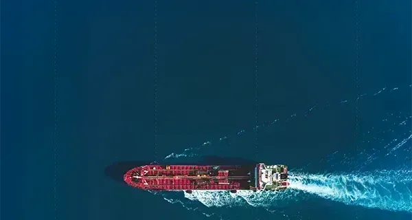 Cargo ship aerial view